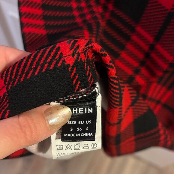 SHEIN Red and Black Plaid Mini Dress - Picture 3 of 3
